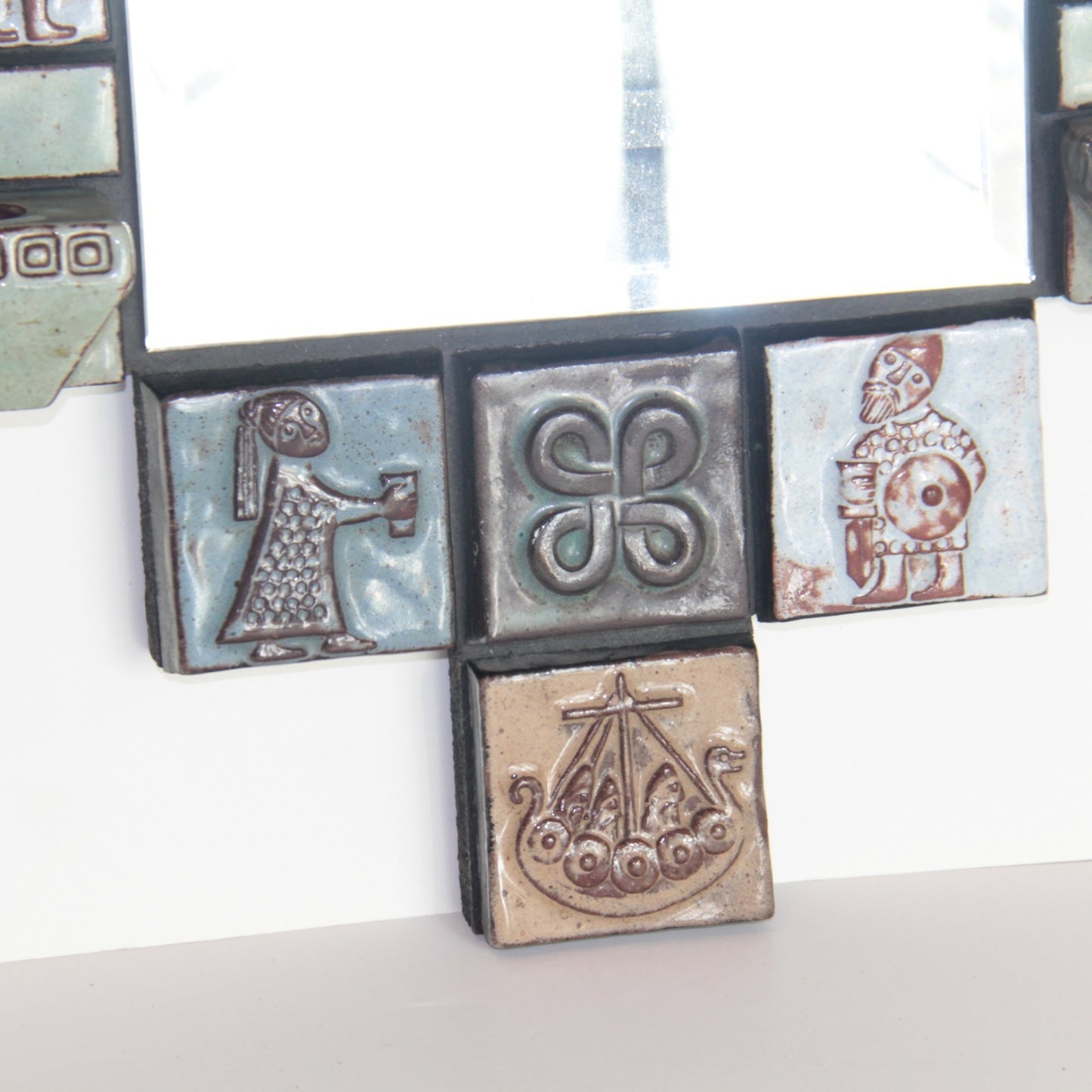 Thyssen Keramik Denmark Zodiac Themed Tile Mirror 21.5"x 14" Sconce Candleholder