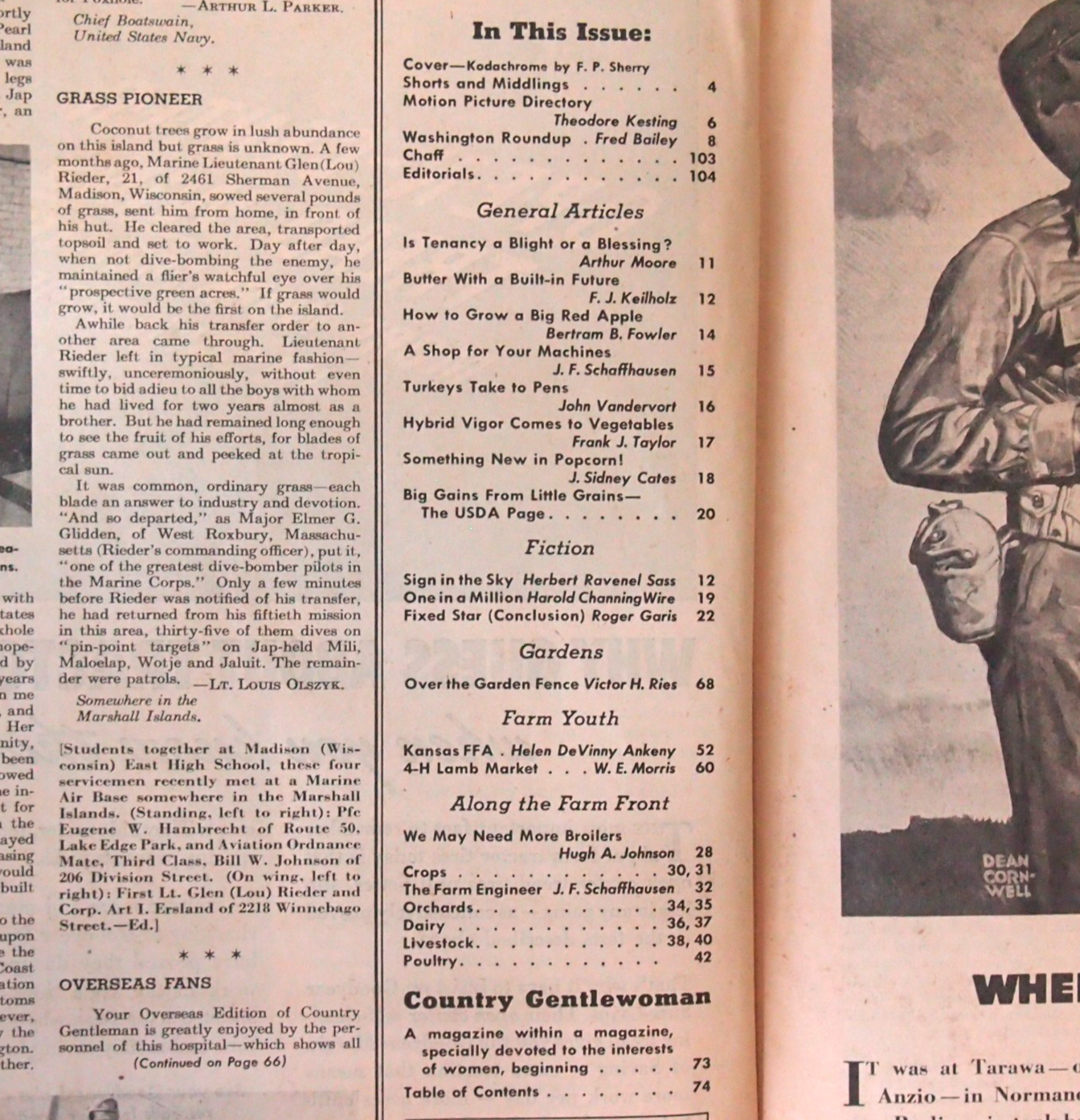 Country Gentleman Magazine - Kodachrome Bull Cover - F.P.Sherry - February 1945