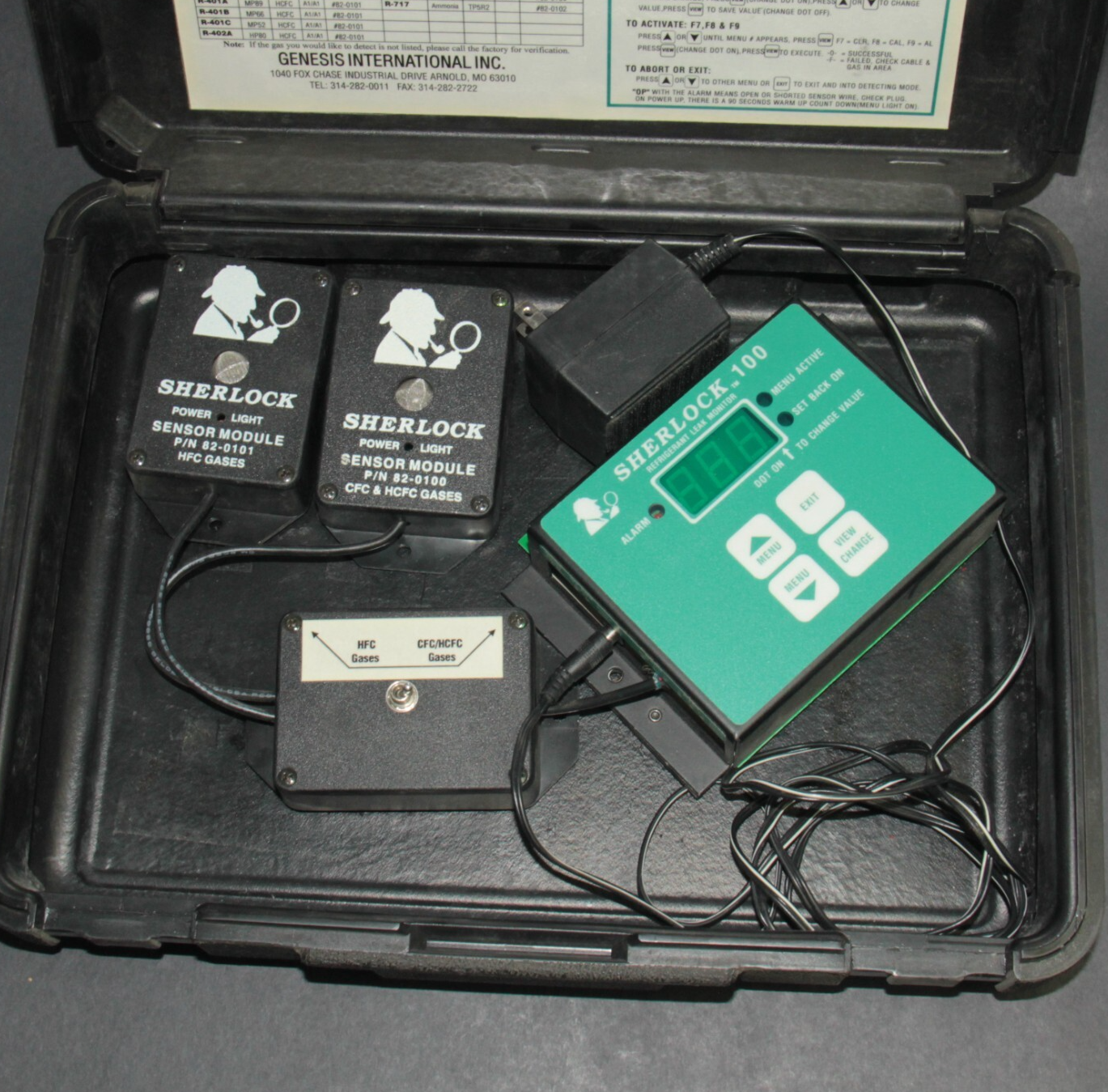 Genesis Sherlock 100 HVAC Refrigerant Leak Detection Monitor & Modules w Case