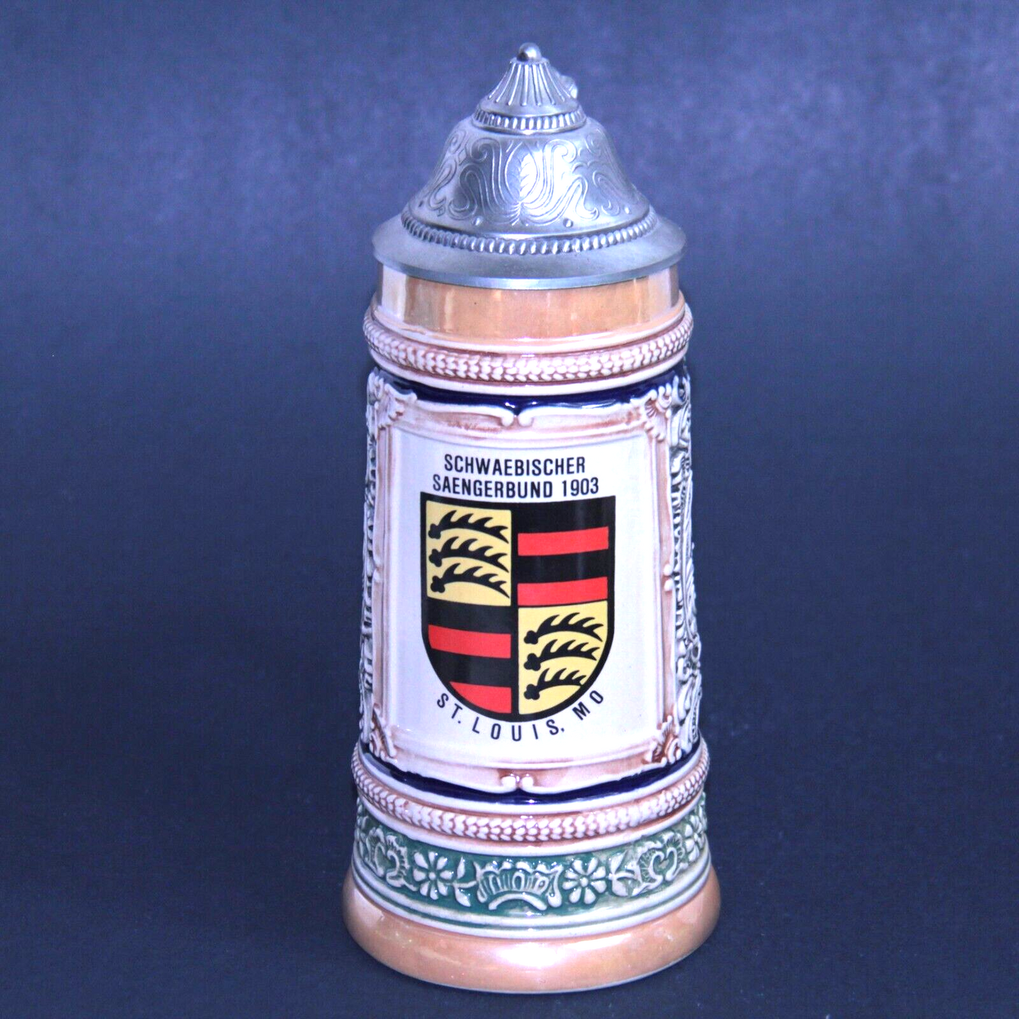 Gerz West Germany Beer Stein Schwäbischer Sängerbund St. Louis MO 10.75" 32oz ✨