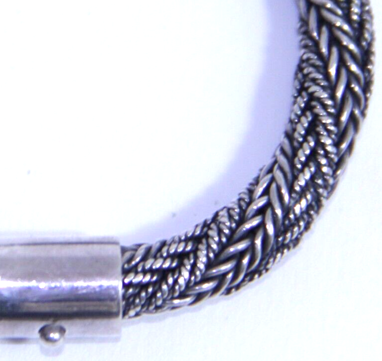 Vintage 8” Chunky 51.2g Sterling Silver Multistrand Chain Bangle Bracelet