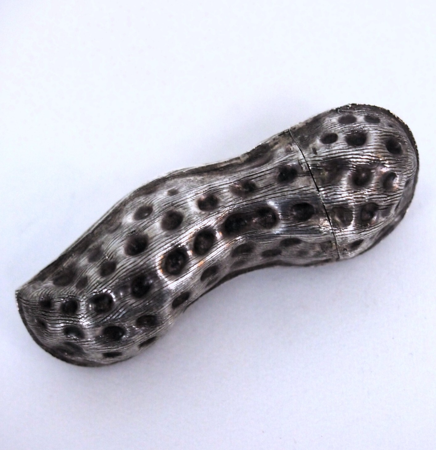 Sterling Silver Peanut Pill Box – Taxco Mexico .925 – MAL – 8 Mark - 2" Long