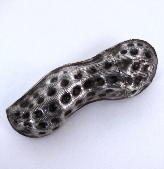 Sterling Silver Peanut Pill Box – Taxco Mexico .925 – MAL – 8 Mark - 2" Long