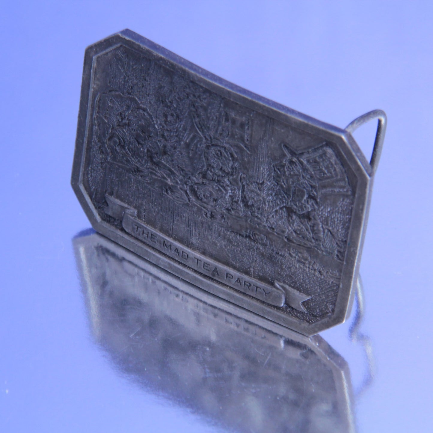Bergamot Brass Works Alice in Wonderland Pewter Belt Buckle Mad Hatter Tea Party