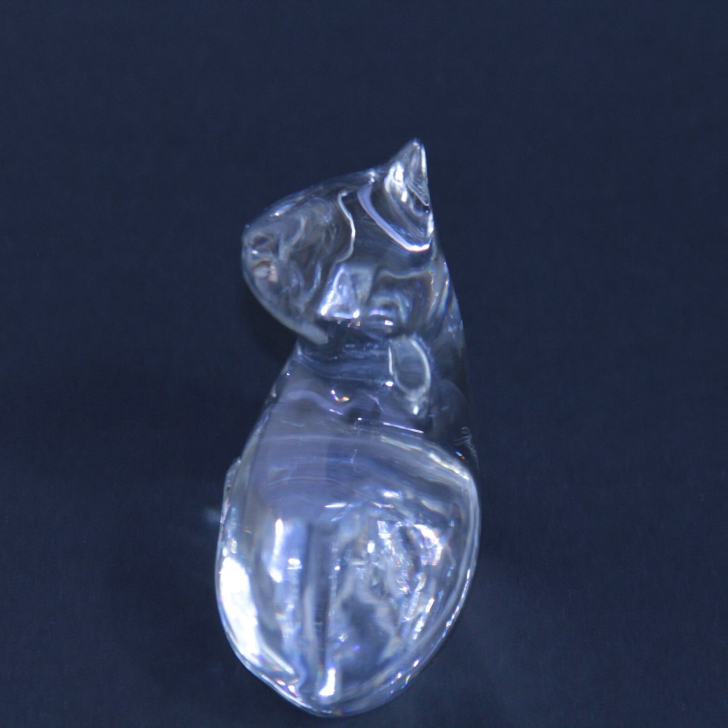 Vintage Signed Baccarat Crystal Sitting Cat Figurine | France | EXCELLENT!