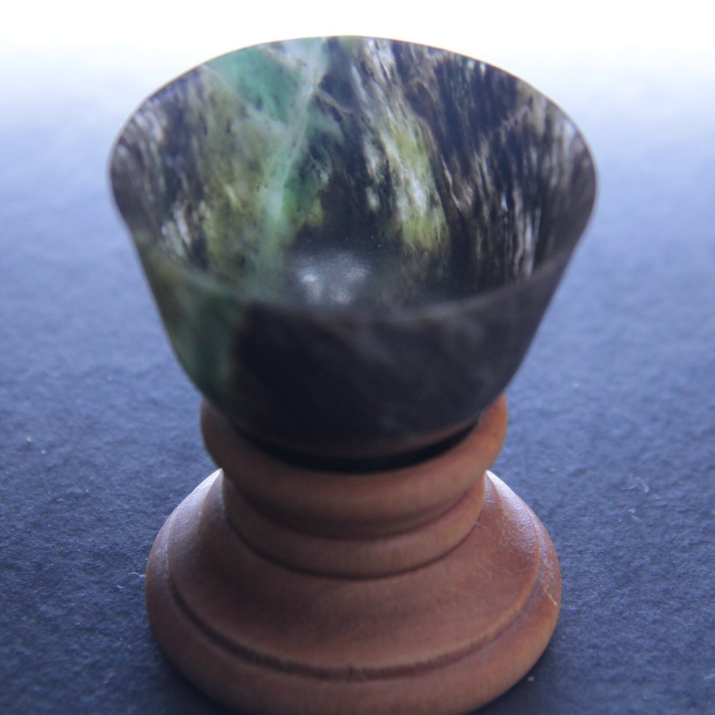 Carved Natural Jade Bowl & Stand | 49mm x 30mm | Beijing Export Wax Seal 🧧