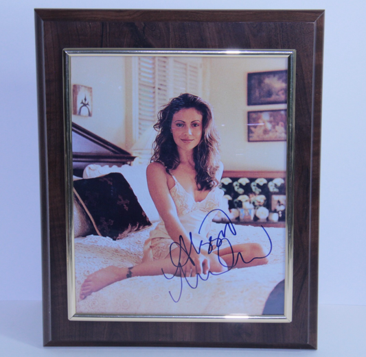 Alyssa Milano Signed 8x10 Photo in Bedroom Attire – Autograph w COA on Plaque 🔥