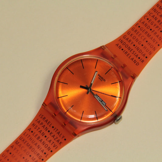 Swatch Watch Pumpkin Rebel – Orange SUOO700I - Day-Date 30 year Kit Club in Box