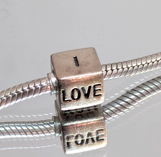 Authentic Pandora Retired Sterling Silver & 14K I Love You Heart Charm 790200 💖