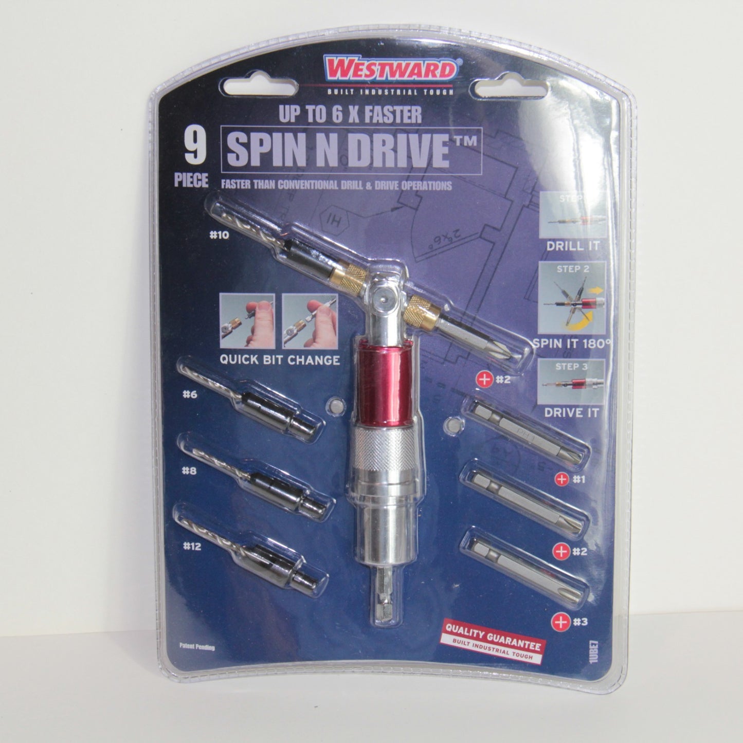 Drill & Screwdriver in 1 - Westward Spin N Drive Tool Set 1UBE7 Flip Bit Change