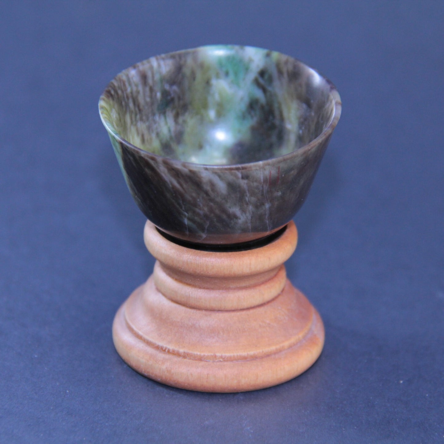 Carved Natural Jade Bowl & Stand | 49mm x 30mm | Beijing Export Wax Seal 🧧