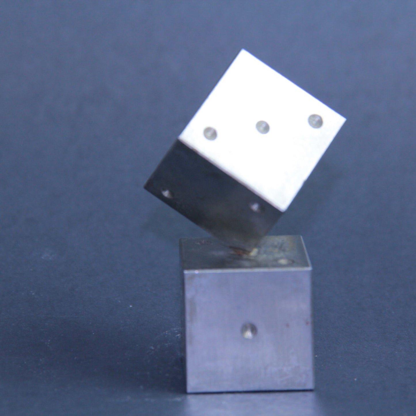 3" Mid Century Modern Dice Steel Brutalist Art Sculpture