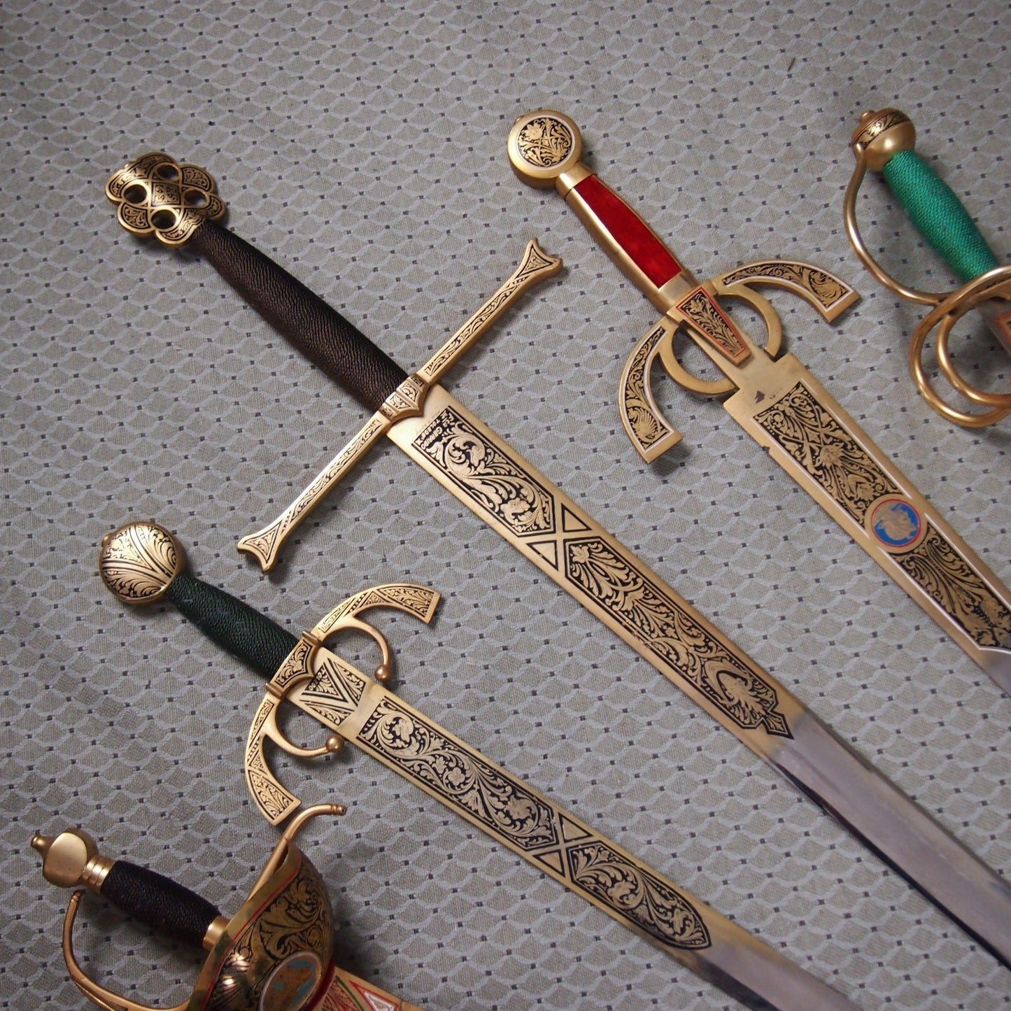 9 Full Size Toledo Steel Swords on Wood Plaque incl El Cid's Tizona & La Colada