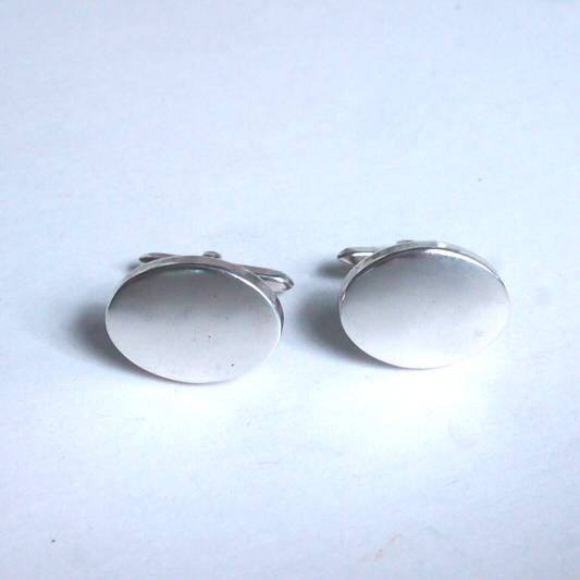 MCM Modernist Sterling Silver Cufflinks – Taxco 925 Mexico – Heavy Oval Design