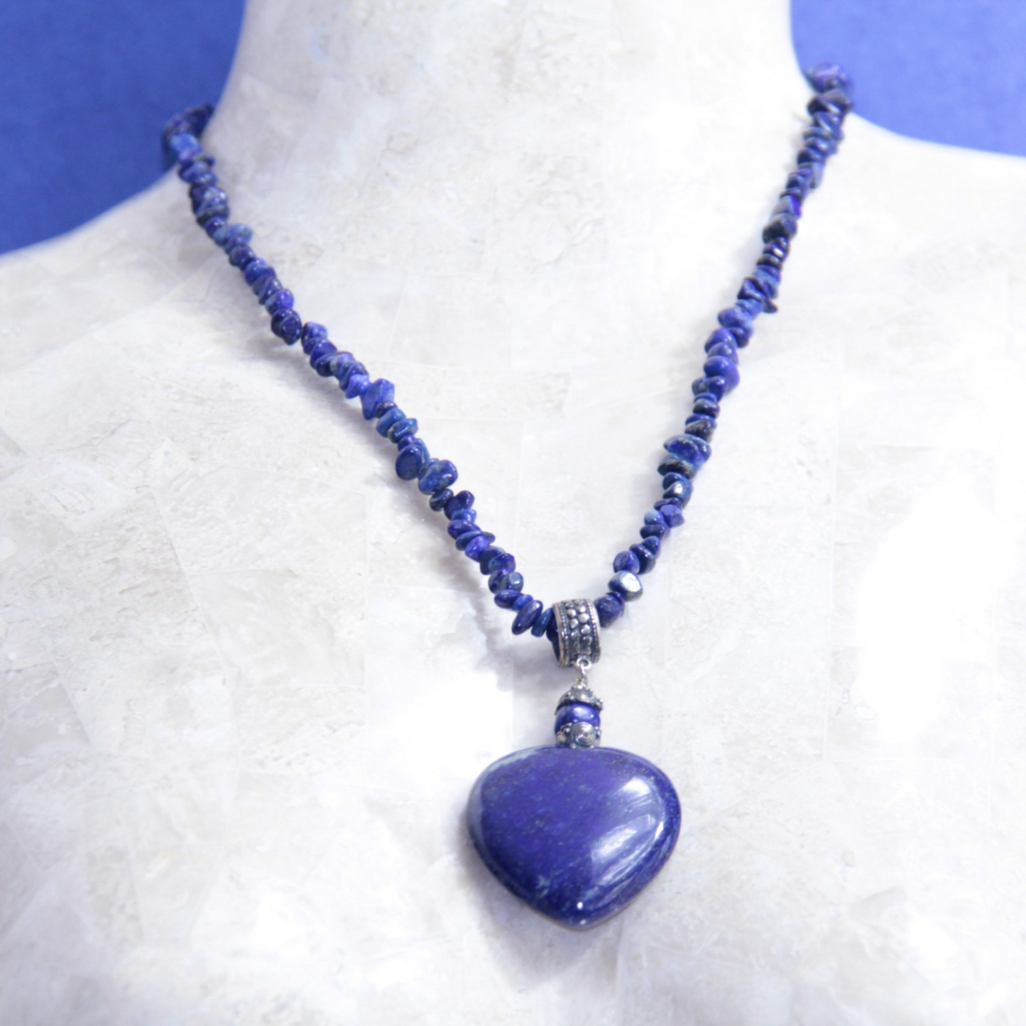 Jay King Sterling Silver Lapis Lazuli Heart Necklace 18"-20" Desert Rose Trading