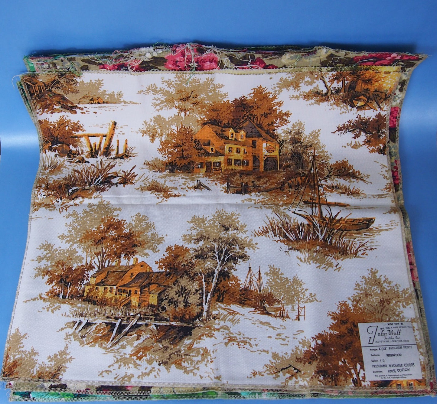 Vintage John Wolf Textiles 100% Cotton Swatch 24"