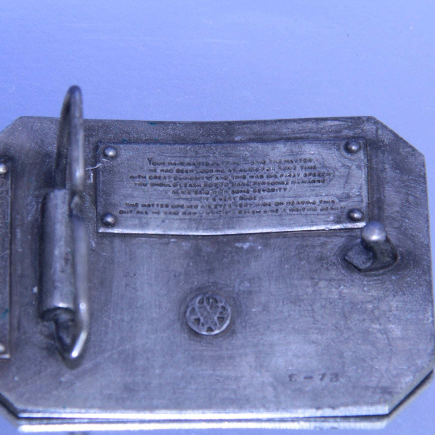Bergamot Brass Works Alice in Wonderland Pewter Belt Buckle Mad Hatter Tea Party