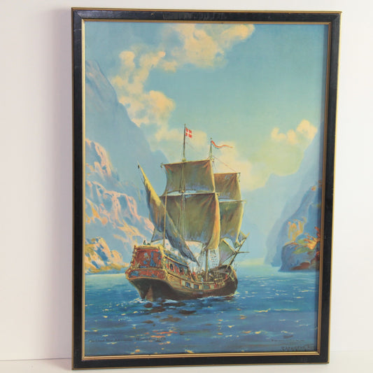 R Atkinson Fox – The Good Ship Adventure – 1926 Brown & Bigelow Print  Framed🎨