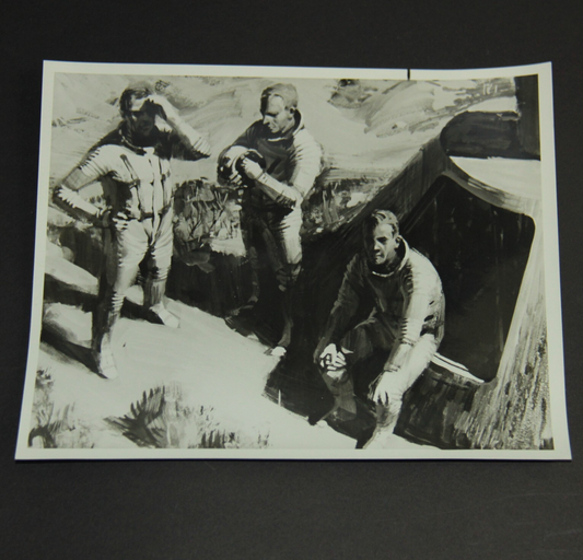 NASA PRESS RELEASE 63-Apollo-146 Drawing of Apollo Astonauts Photo Purple Print