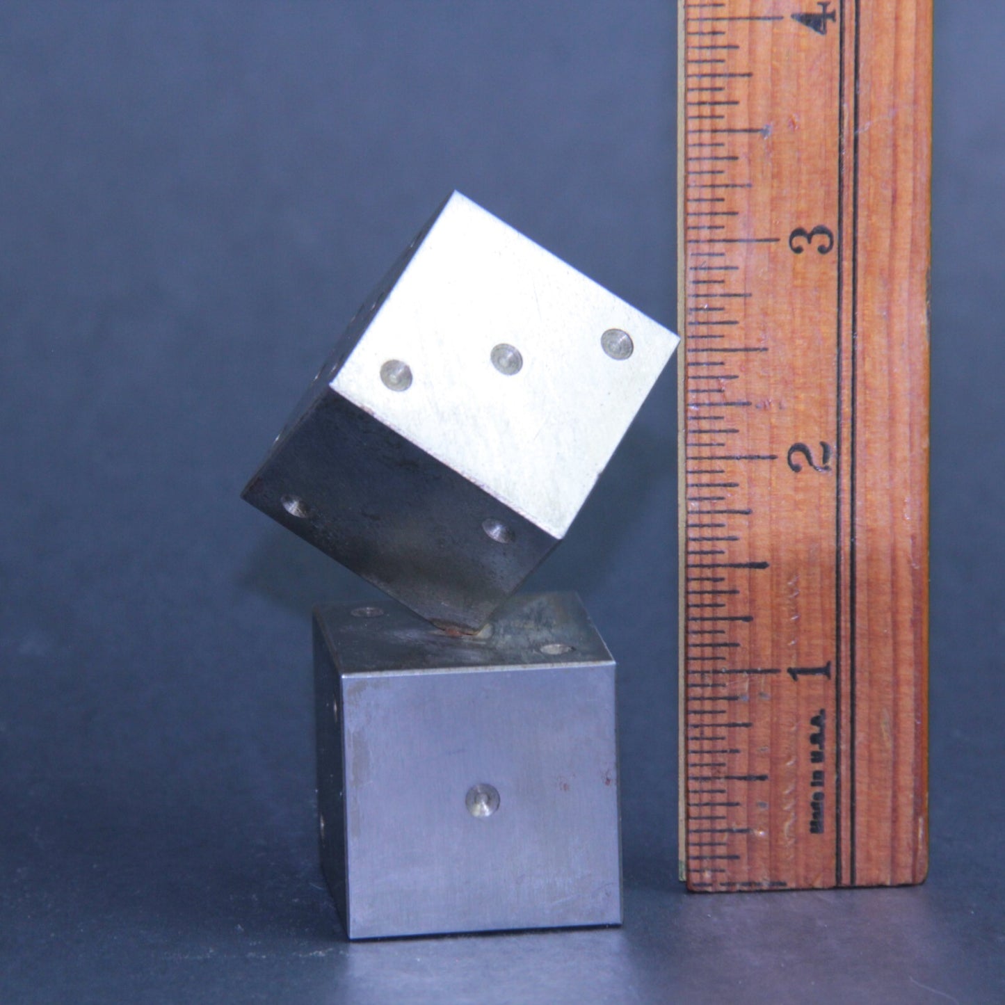 3" Mid Century Modern Dice Steel Brutalist Art Sculpture