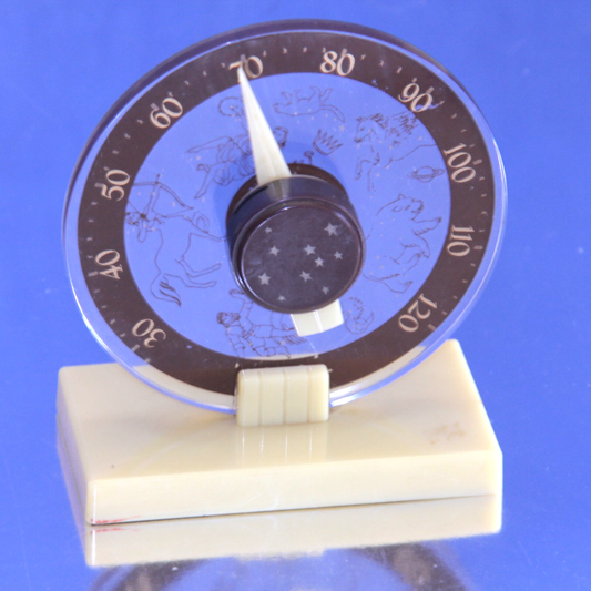 Rare Brown Zodiac Art Deco Thermometer – MCM Acrylic Advertising St Louis ✨