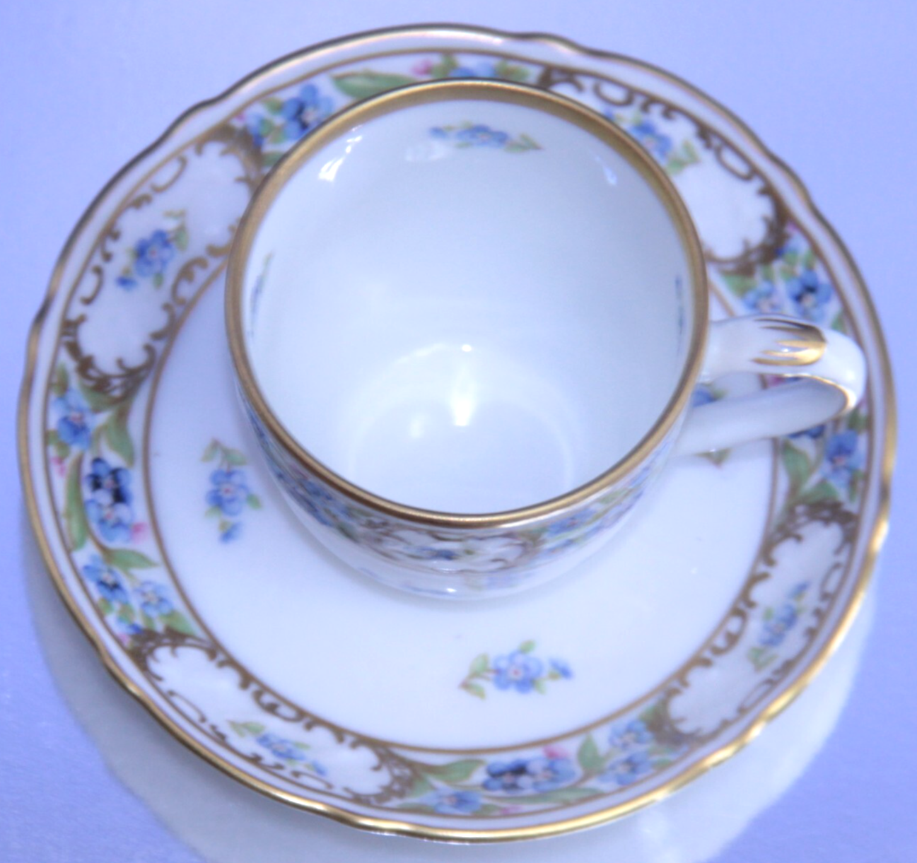 Schumann Bavaria Demitasse Cup & Saucer Forget-Me-Not Floral Coffee Tea 💠