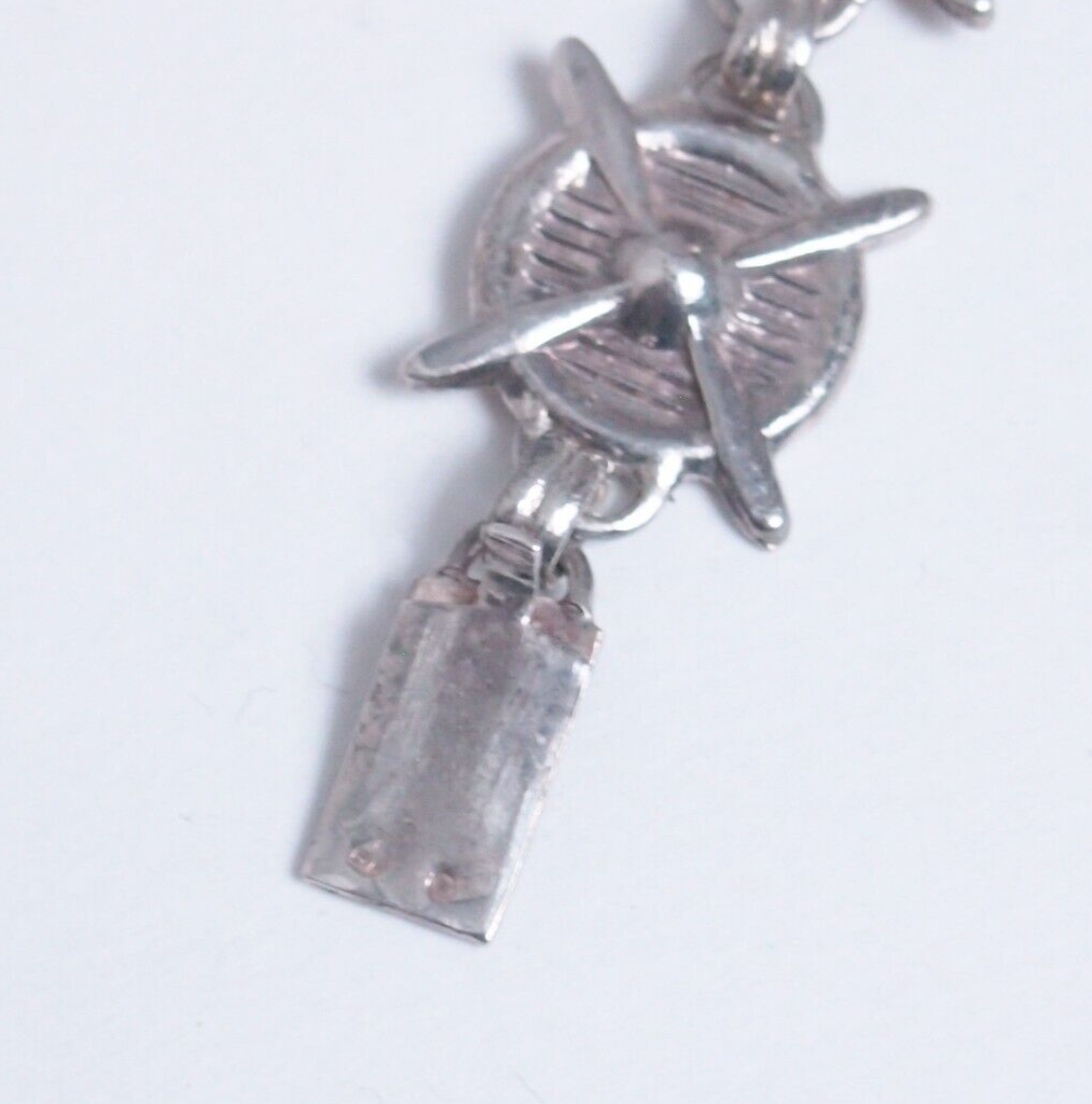 Vintage Sterling Silver Propeller Bracelet 6.75" Pilot-Themed | 33g | Spanish