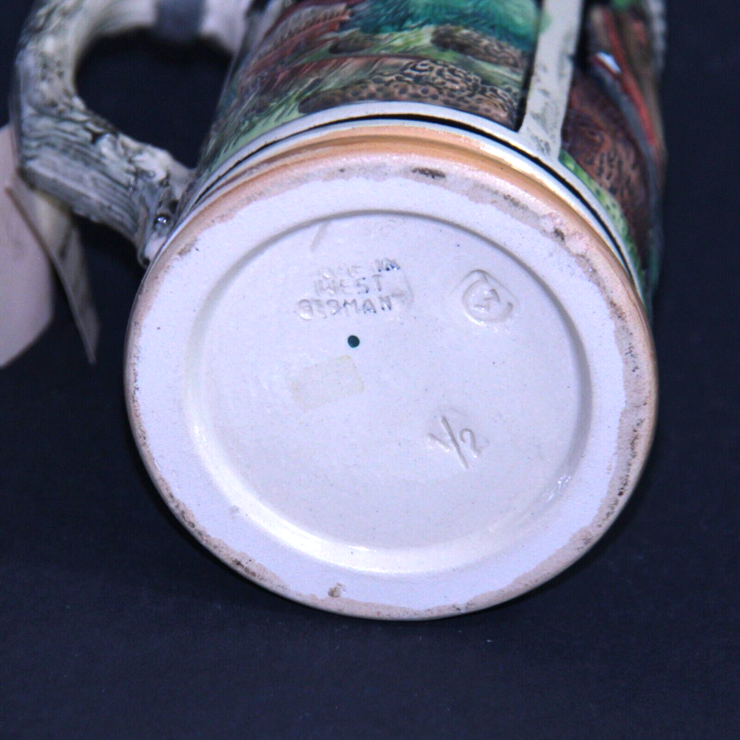 Werner Corzelius WC Beer Stein Owl Lid 10" West Germany Pewter DRM ZINN .5L ✨