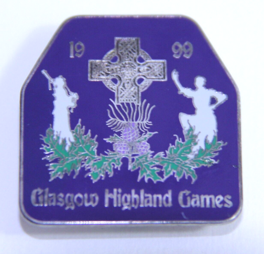 1999 Glasgow Highland Games Large Blue Enamel Pin