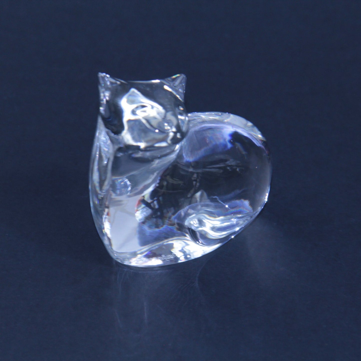 Vintage Signed Baccarat Crystal Sitting Cat Figurine | France | EXCELLENT!
