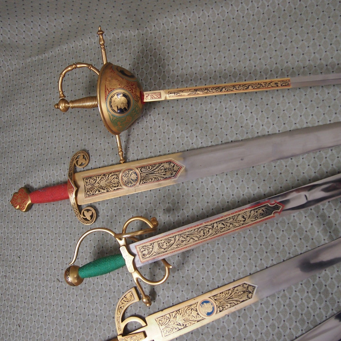 9 Full Size Toledo Steel Swords on Wood Plaque incl El Cid's Tizona & La Colada