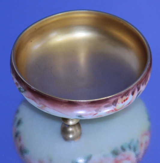 Antique T&V Limoges France Hand-Painted Floral & Gold Footed Bowl ✨
