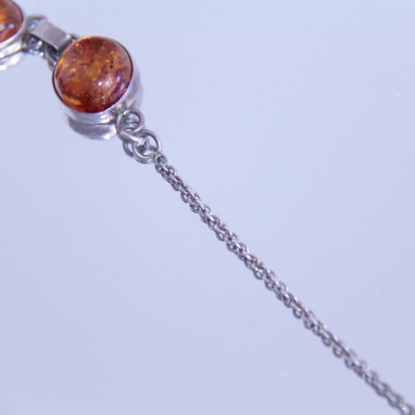 Vintage Sterling Silver MCM Danish Modern Baltic Honey Amber Necklace 925 21"