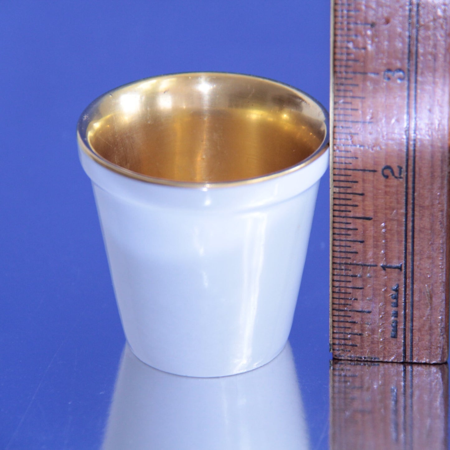 2x Antique Singer Limoges France Porcelain Mini Petit Pot - White w Gold Well ✨