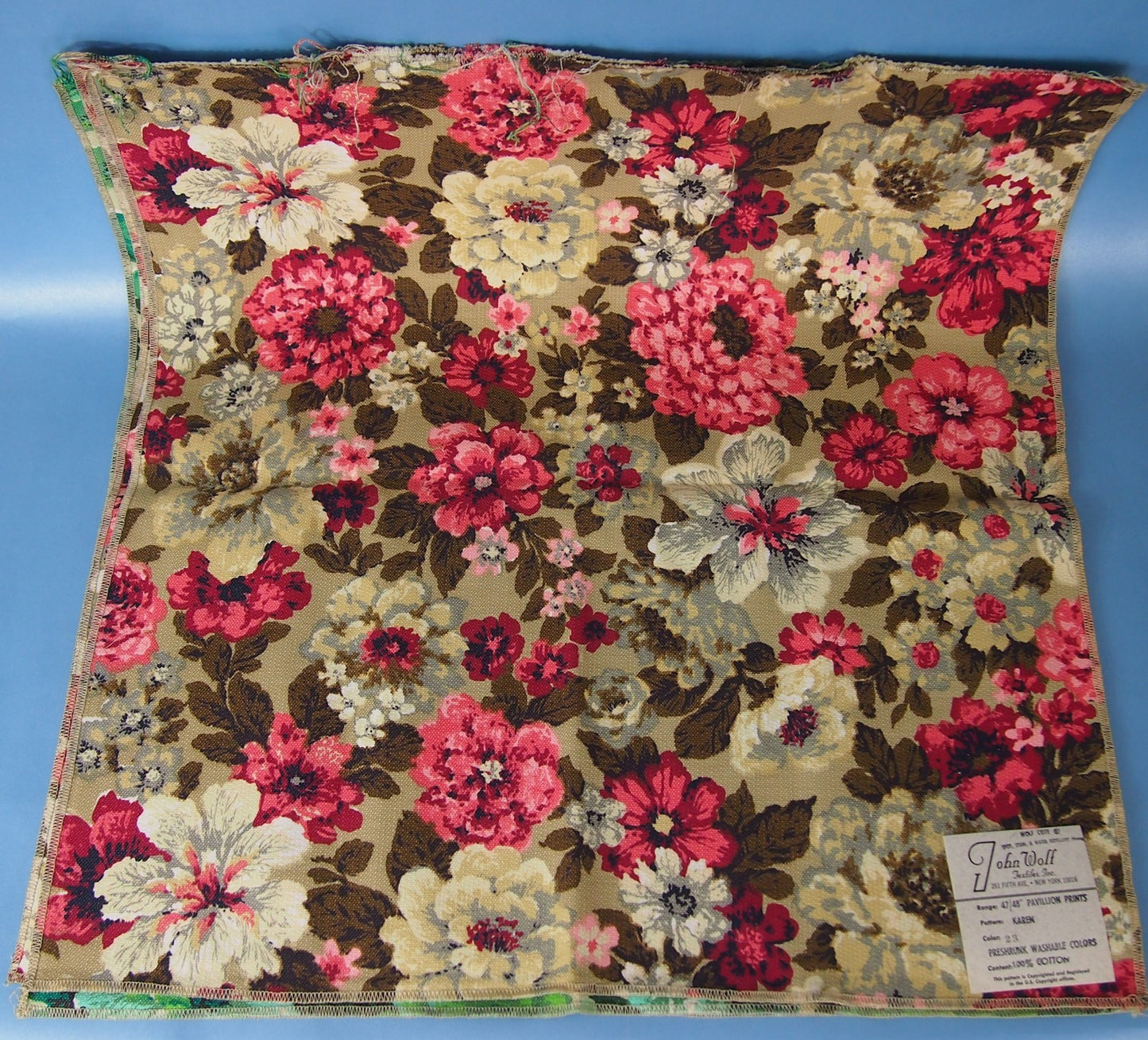 Vintage John Wolf Textiles 100% Cotton Swatch 24"