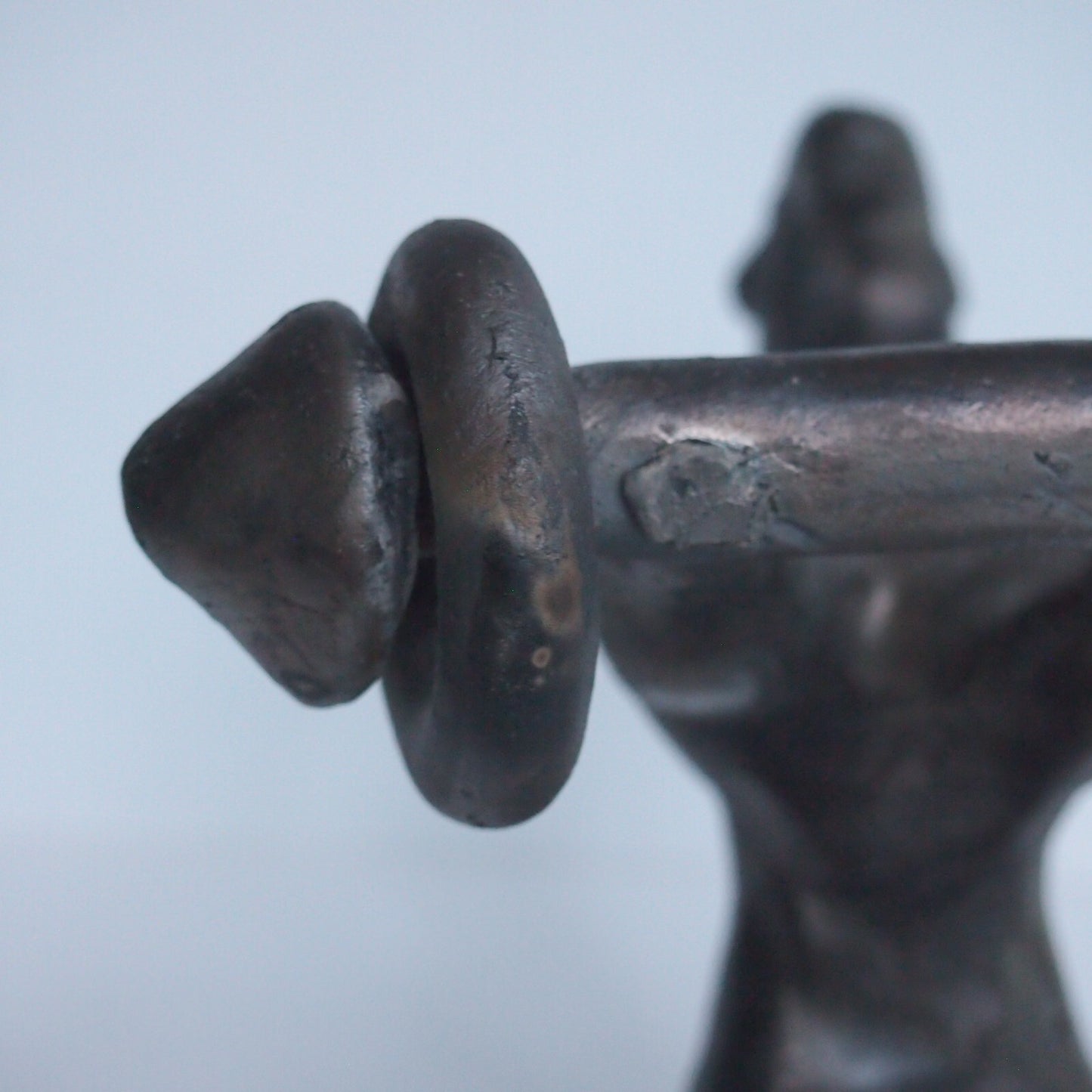 Vintage Black Terracotta Wheeled Horse Toy Open Fire Pottery Bangladesh 6”