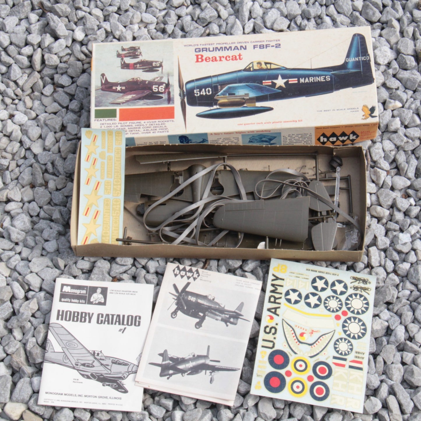 4 Airplane Model Kits - Grumman Bearcat Monogram Mustang P-51B P-40B Tiger Shark