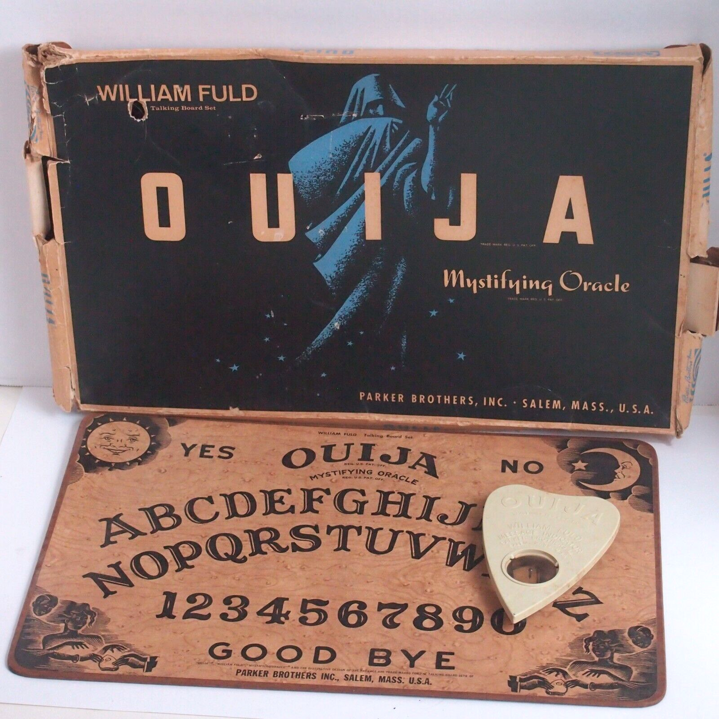 Vintage Ouija Board Mystifying Oracle with Box and Planchet – William Fuld