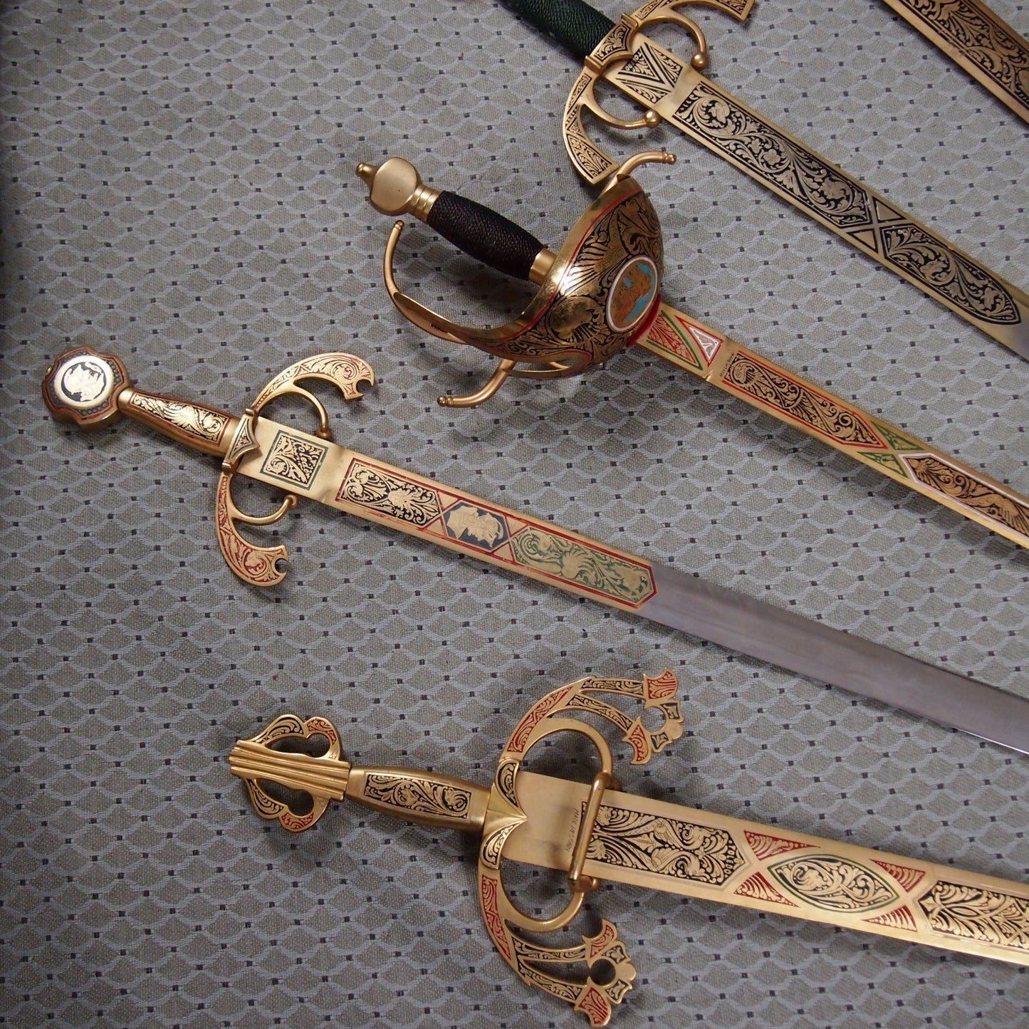 9 Full Size Toledo Steel Swords on Wood Plaque incl El Cid's Tizona & La Colada