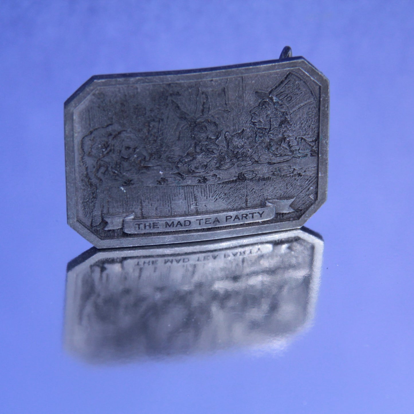 Bergamot Brass Works Alice in Wonderland Pewter Belt Buckle Mad Hatter Tea Party