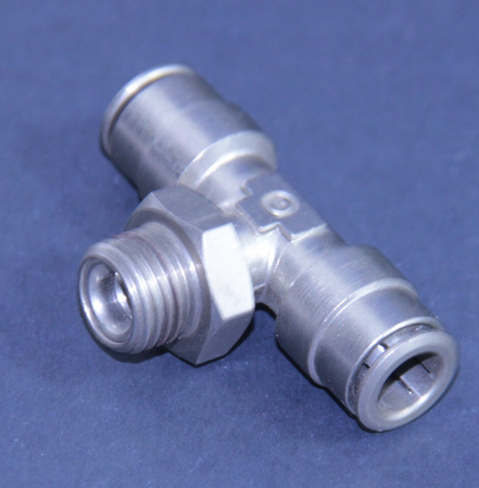 4x Camozzi Push-to-Connect Run Tee – 1/4" OD Tube x 1/8" MPT Male SWIVEL Used
