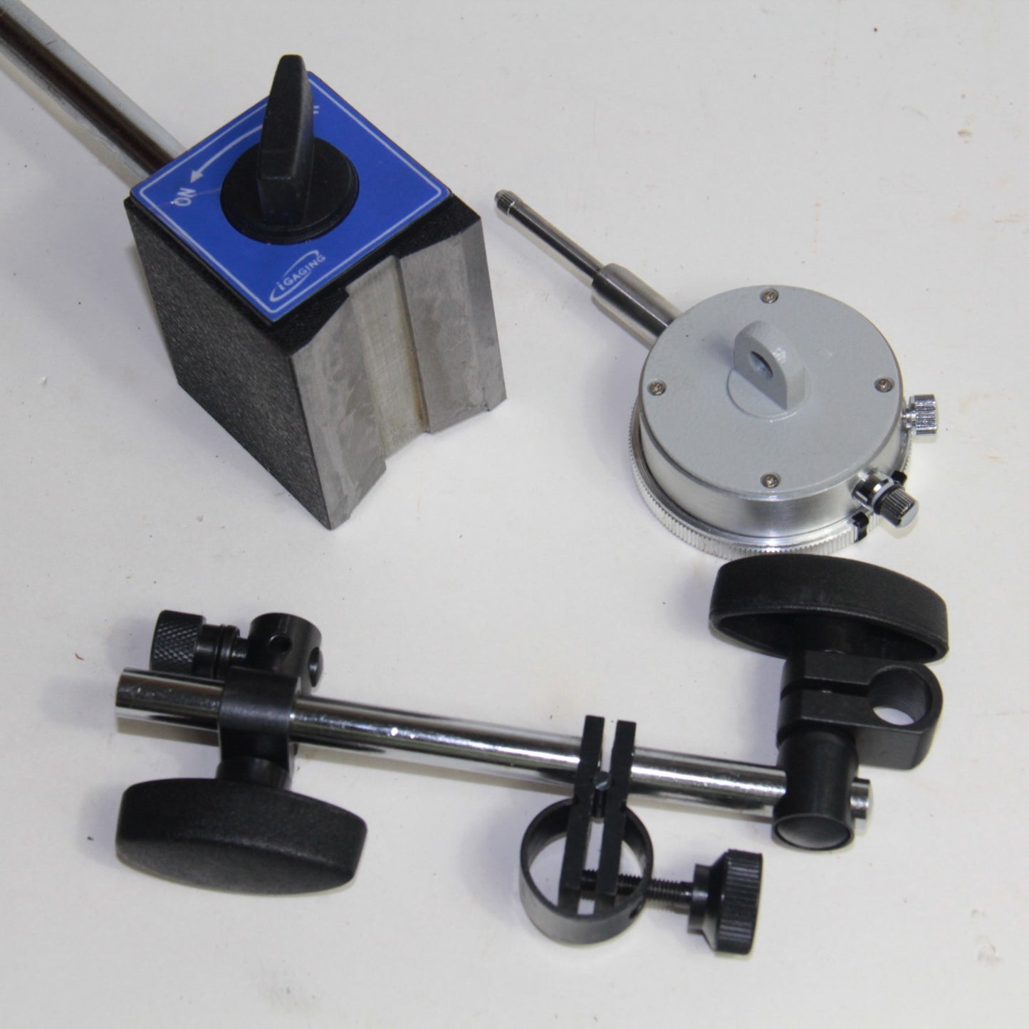 iGaging Dial Indicator & Mag Base Set: 0 in to 1 Inch Plunger 0-100 Dial