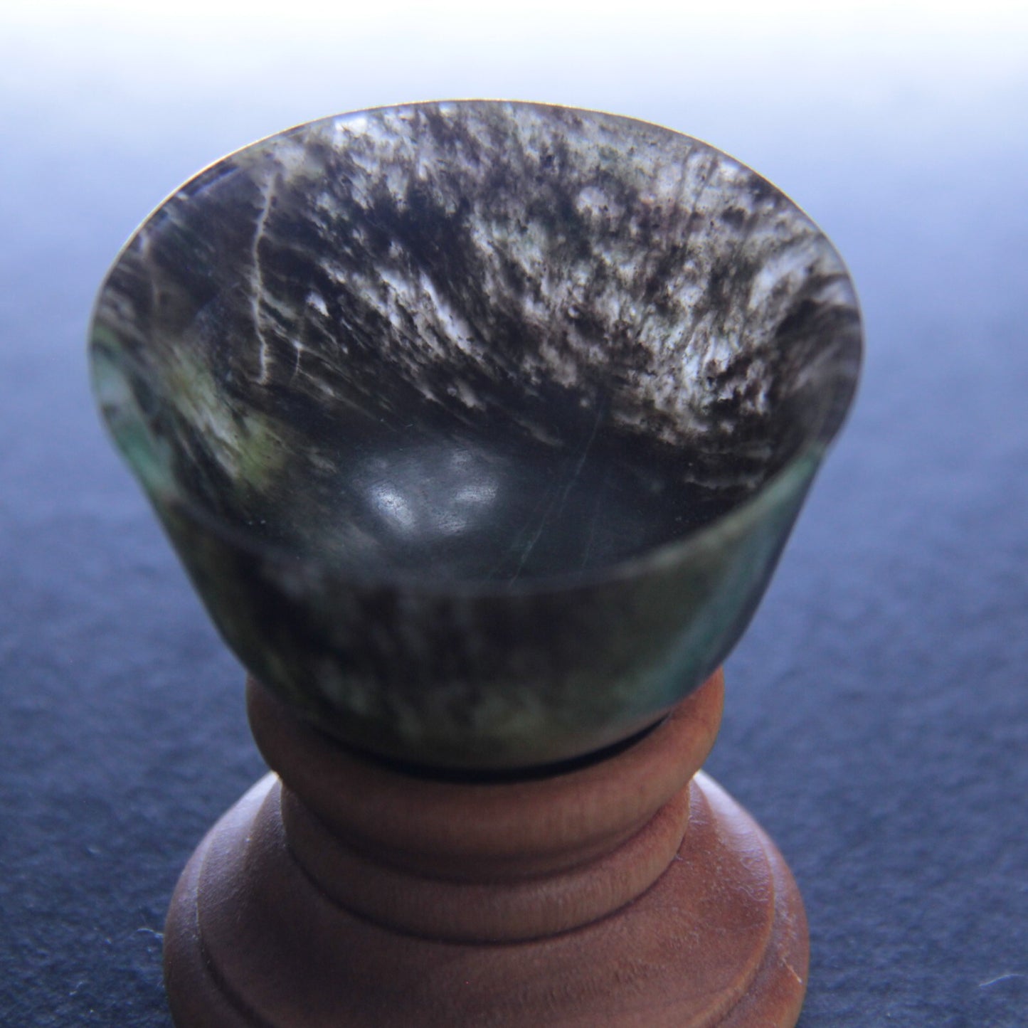 Carved Natural Jade Bowl & Stand | 49mm x 30mm | Beijing Export Wax Seal 🧧